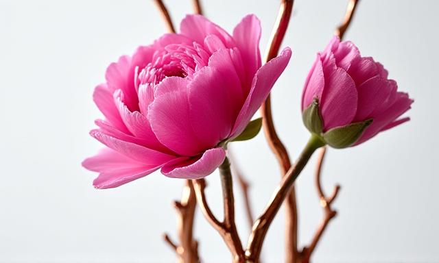 Composizione di fiori e metallo